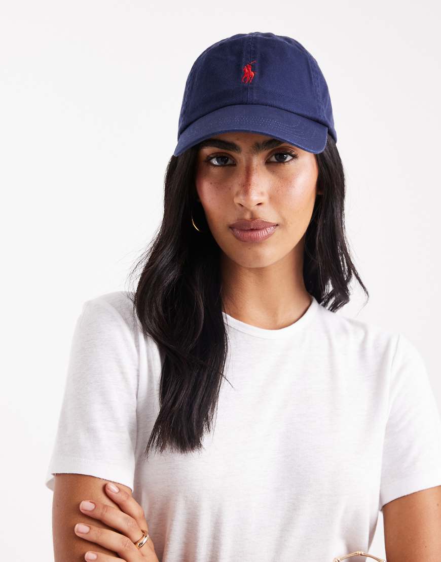 Polo Ralph Lauren - Baseballkappe in Marineblau und Rot mit Markenlogo