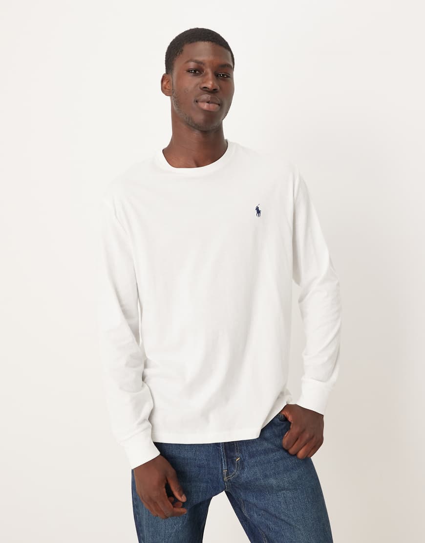 Polo Ralph Lauren - Langärmliges T-Shirt in Weiß mit Icon-Logo
