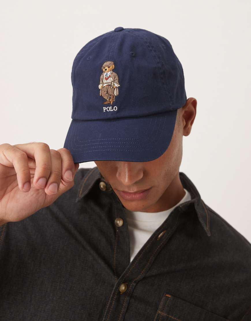 Polo Ralph Lauren - Retro-Baseballkappe aus Twill in Marineblau mit Bear-Logo