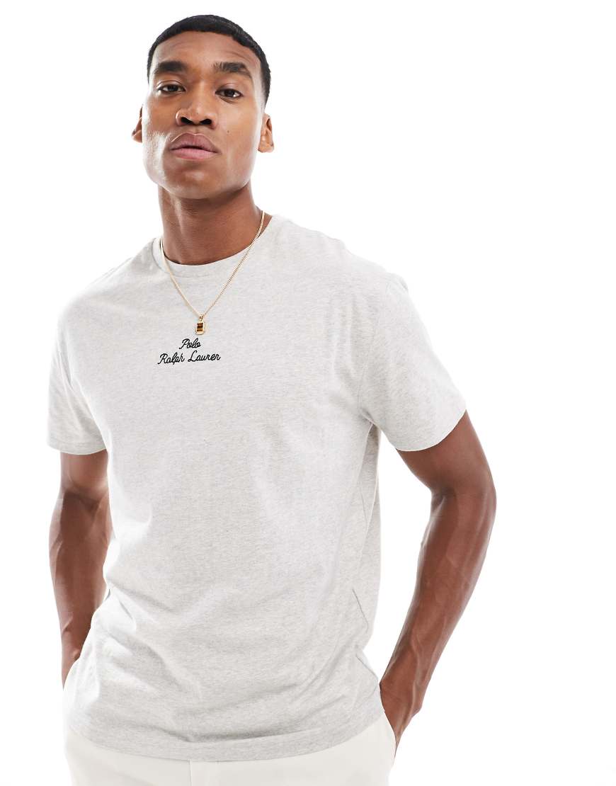 Polo Ralph Lauren - T-Shirt in meliertem Grau mit klassischem Oversize-Schnitt und mittigem Logo-Schriftzug