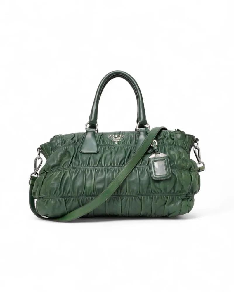 Prada Shoppers & Totes - Medium Green Embossed Shopper Bag in groen