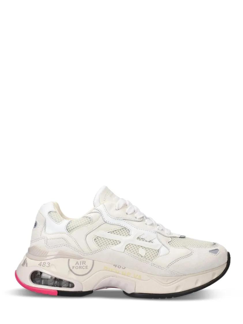 Premiata Low-Top Sneakers - Innovative Sneakers With Mixed Material Design in wit