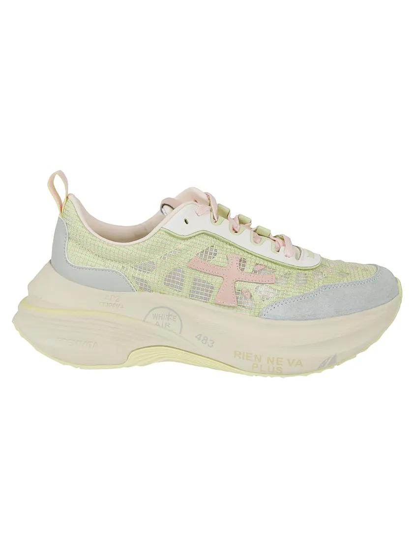 Premiata Low-Top Sneakers - Pastel Leather And Mesh Sneakers in groen