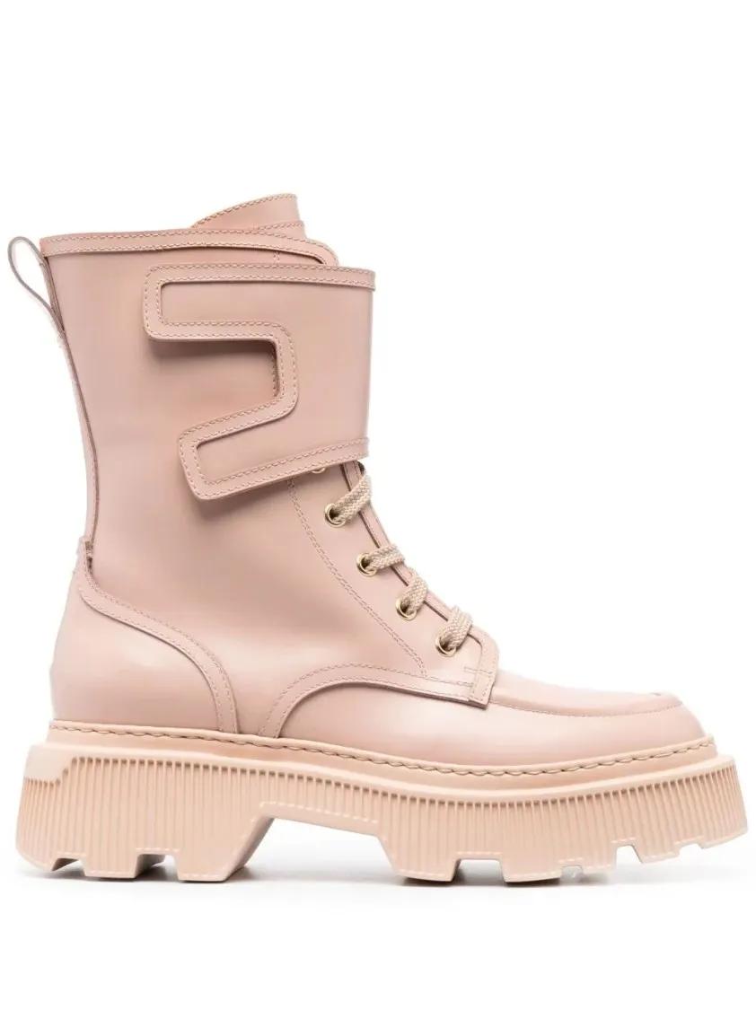 Santoni Boots - High-Top Ankle Boots in beige