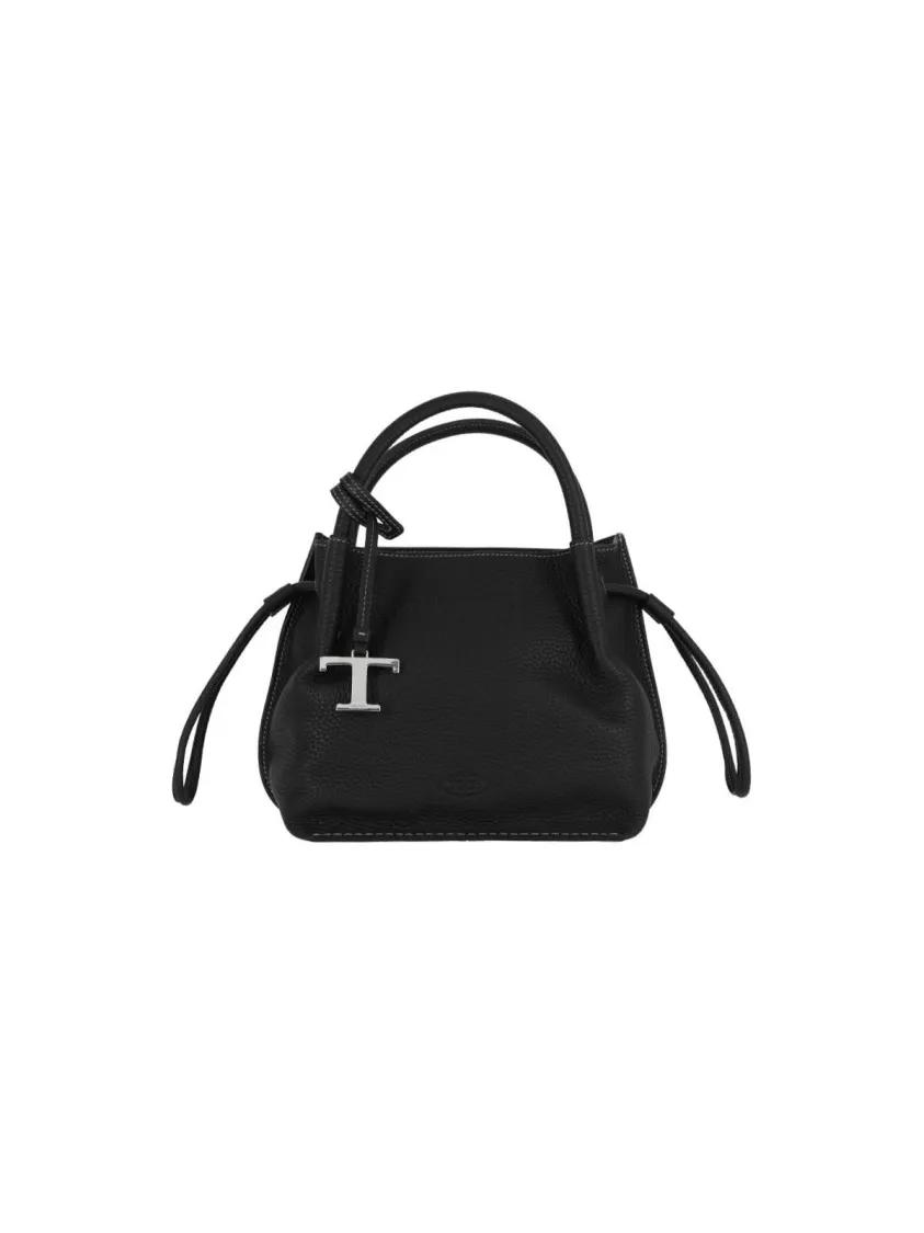 Tod's Bucket bags - Small Black Pebbled Leather Bucket Bag in zwart