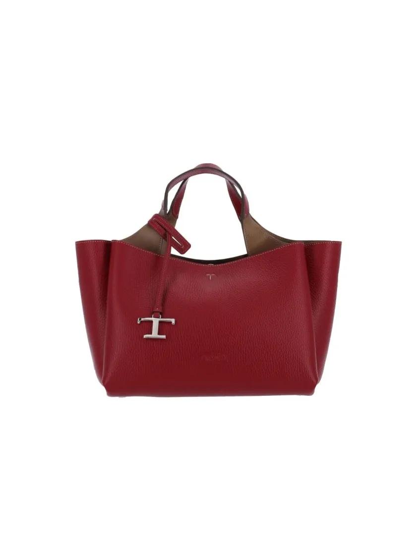 Tod's Hobo bags - Borsa Mini Logo In Textured Bordeaux Leather in rood