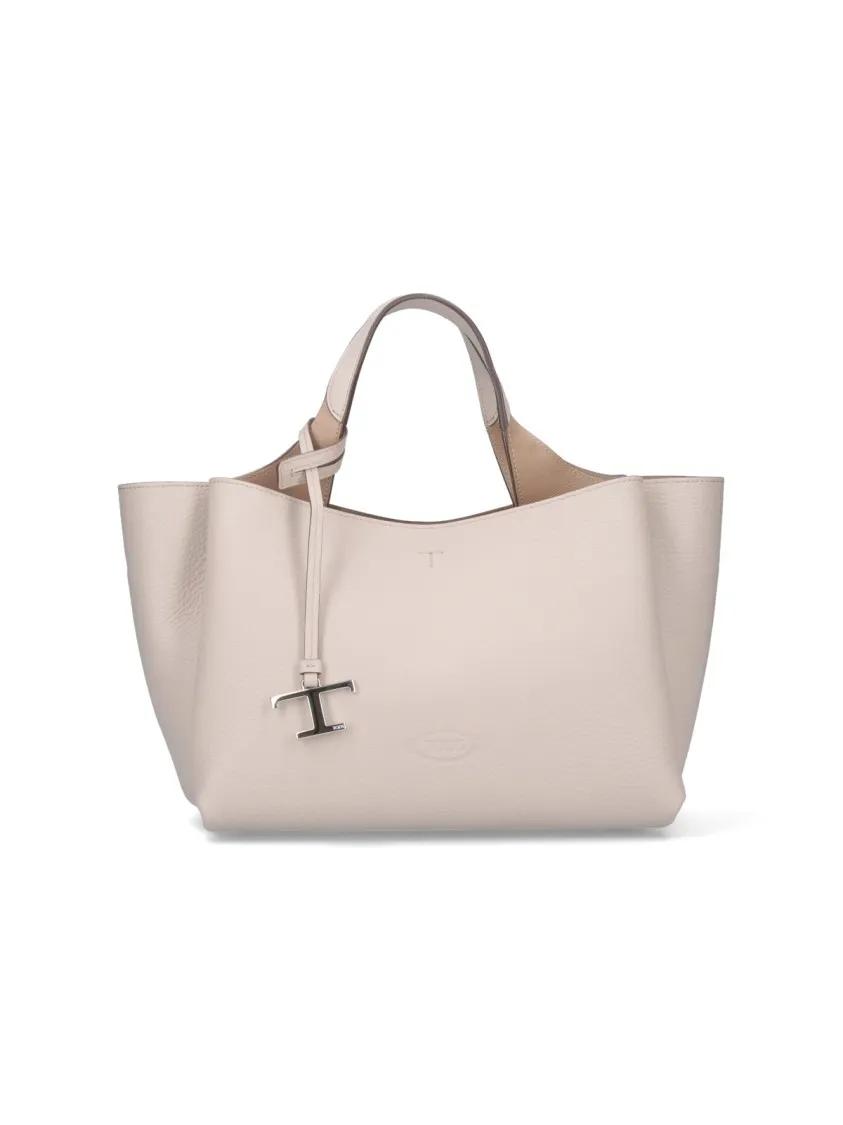 Tod's Hobo bags - Mini Logo Shoulder Bag In Pebbled Cream Leather in beige