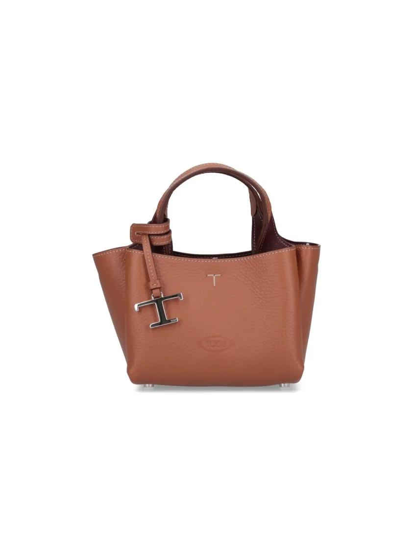 Tod's Hobo bags - Structured Pebbled Leather Shoulder Bag in bruin