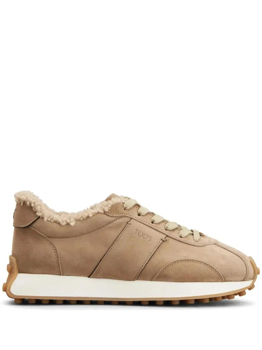 Tod's Low-Top Sneakers - Brown Cow Leather Trainers With Plush Lining in beige