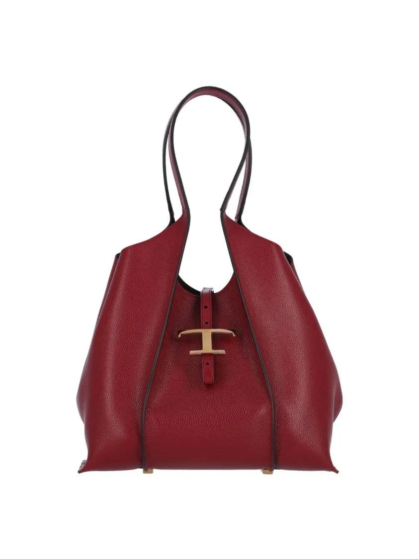 Tod's Shoppers & Totes - "T Timeless" Small Tote Bag Red in rood