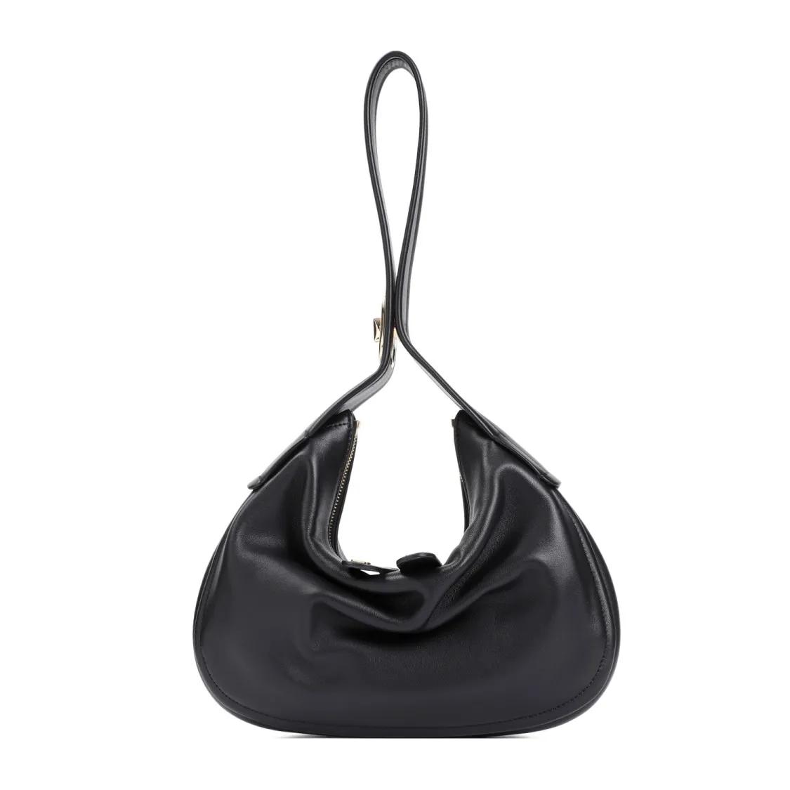 Valentino Garavani Hobo bags - Black Leather Go-Hobo Small Leather Bag in zwart