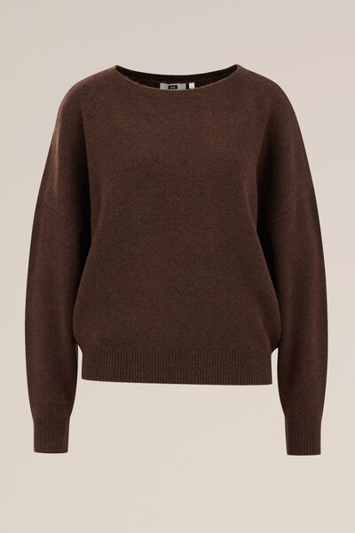 WE Fashion - Dames oversized trui - Oversized - Donkerbruin - Maat: XS