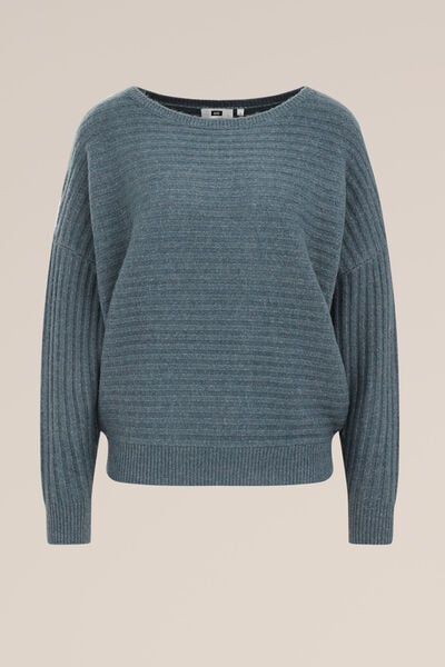 WE Fashion - Dames trui met structuur - Oversized - Blauw - Maat: XS