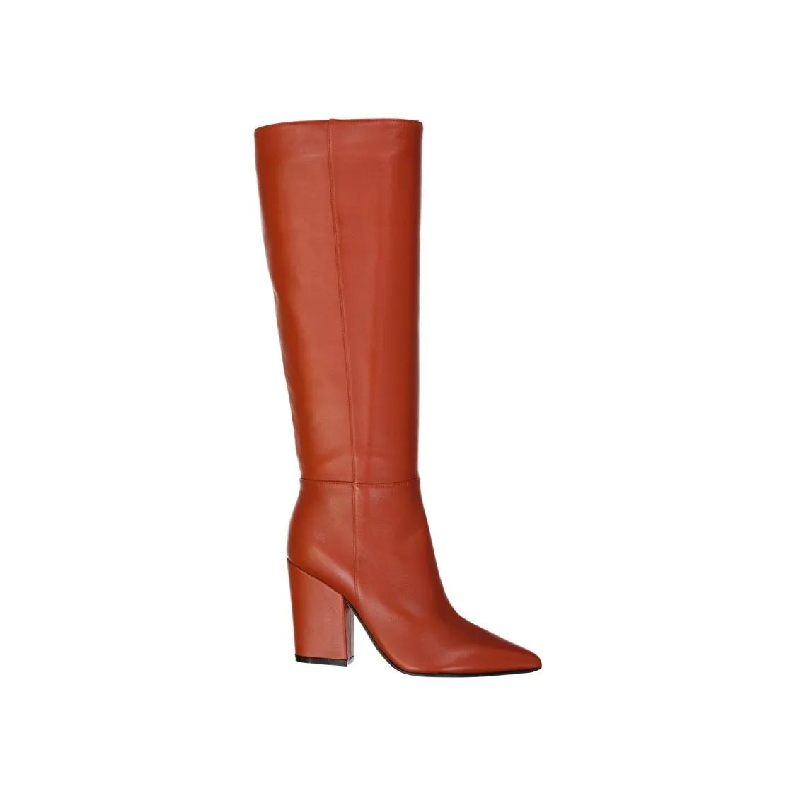 sergio rossi Boots - Leather Heel Boots in bruin