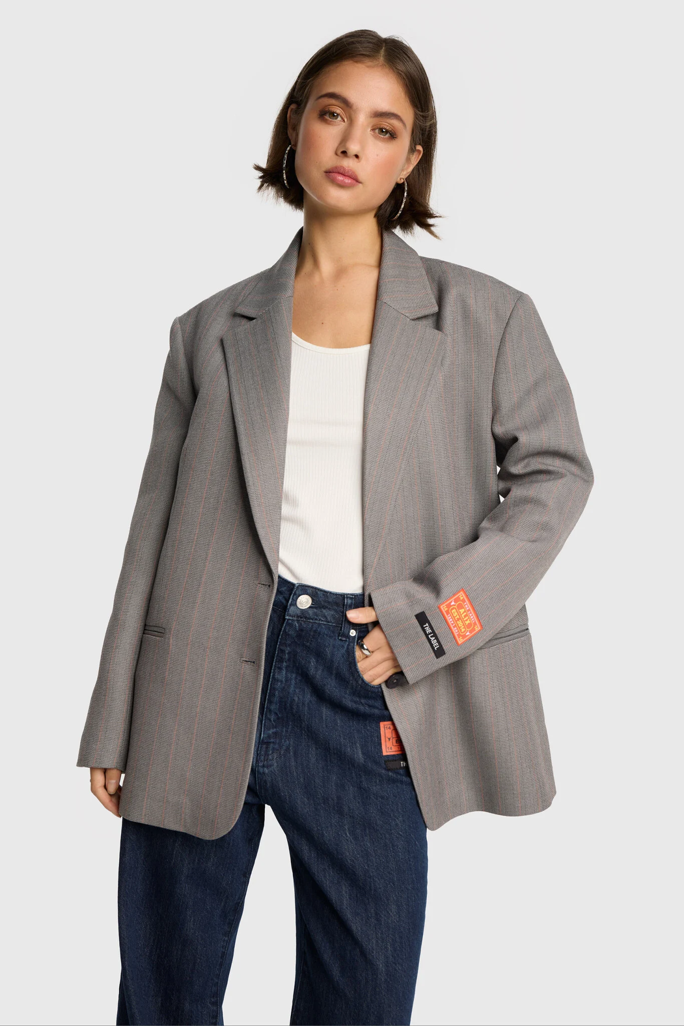 Alix The Label 2508440338 ladies woven classy grandad blazer