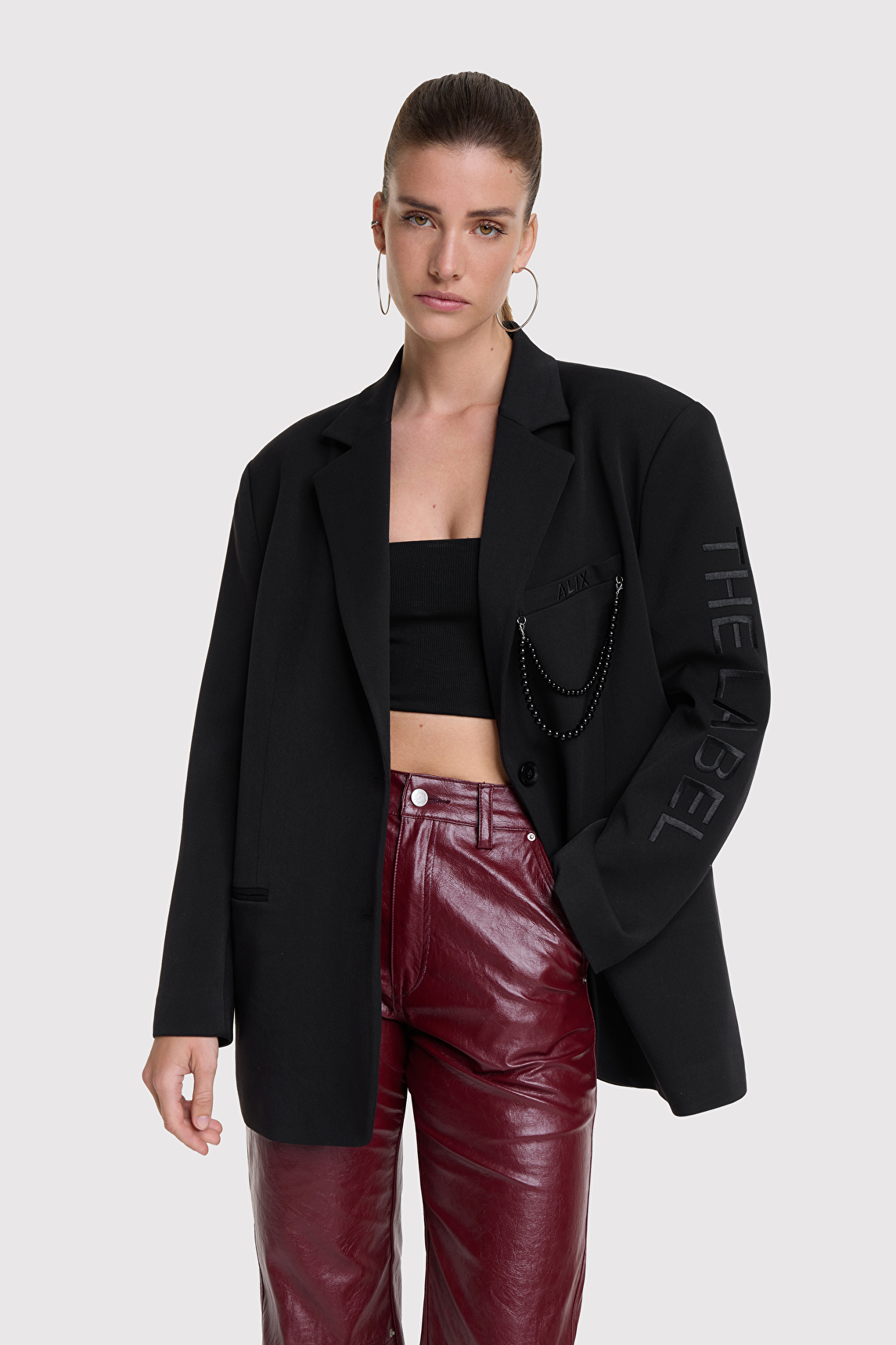 Alix The Label 2509420333 ladies woven grandad r