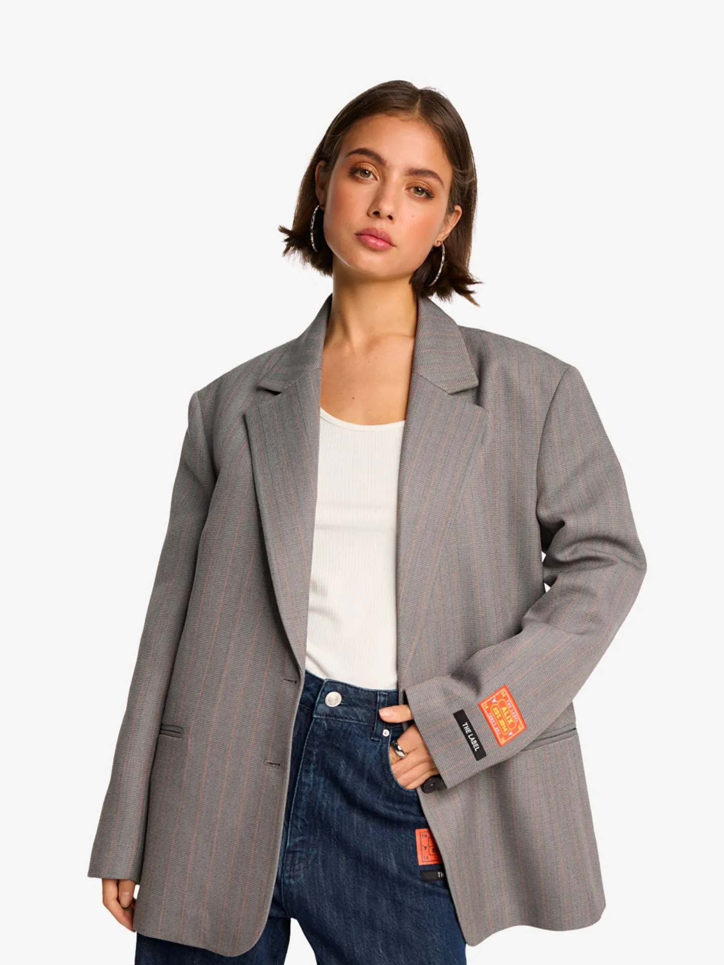 Alix The Label Dames blazer classy grandad soft grey melange
