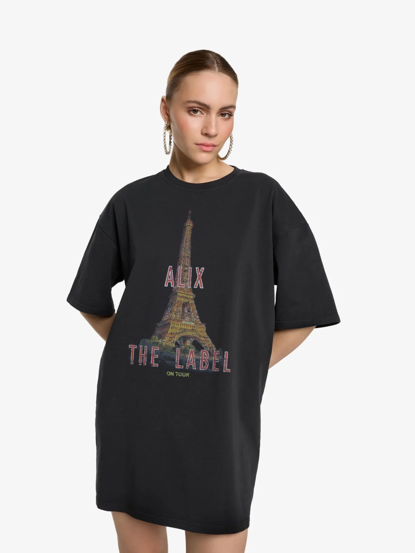 Alix The Label Dames jurk paris t-shirt dress charcoal grey