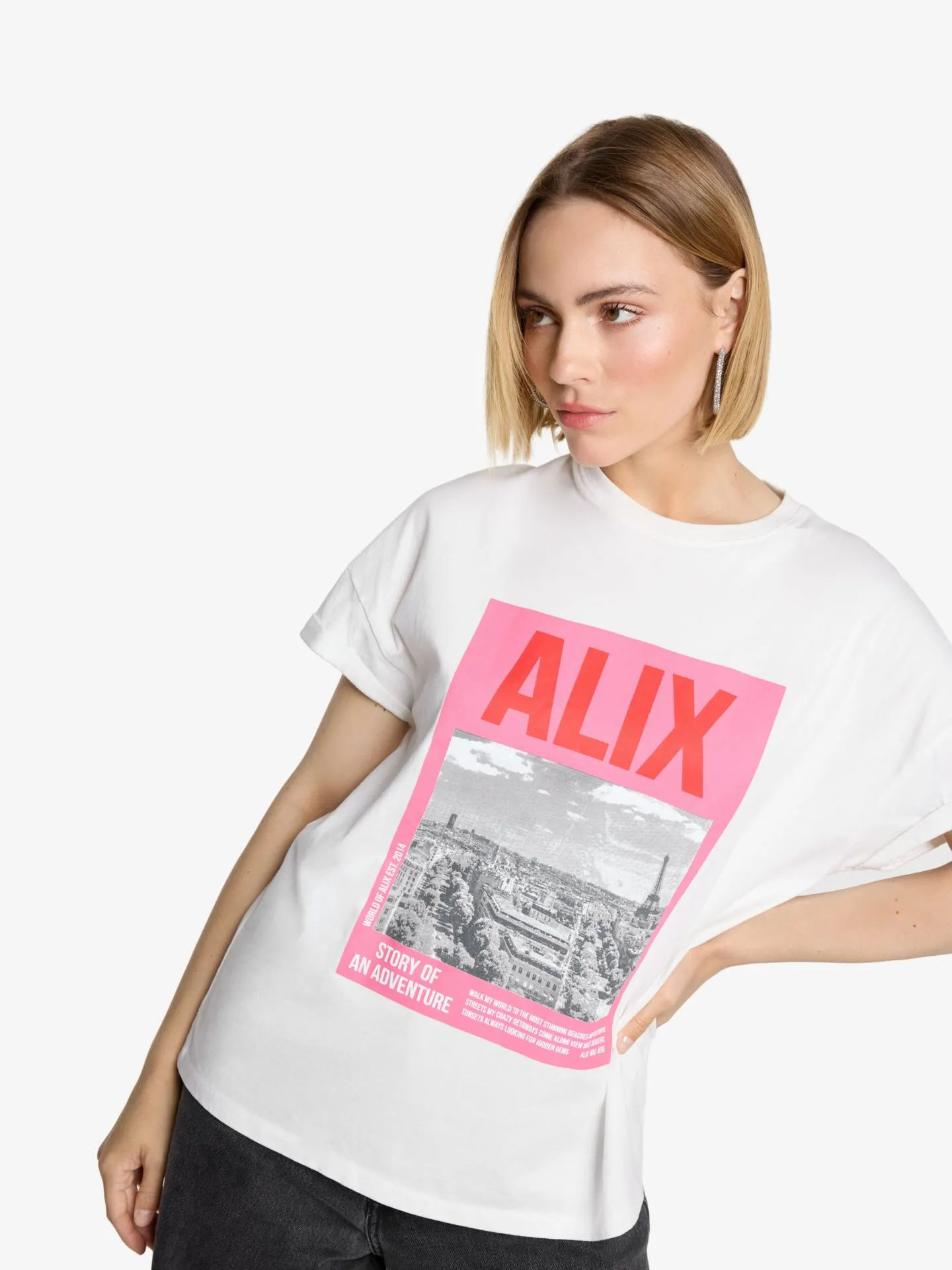 Alix The Label Dames t-shirt photoprint soft white