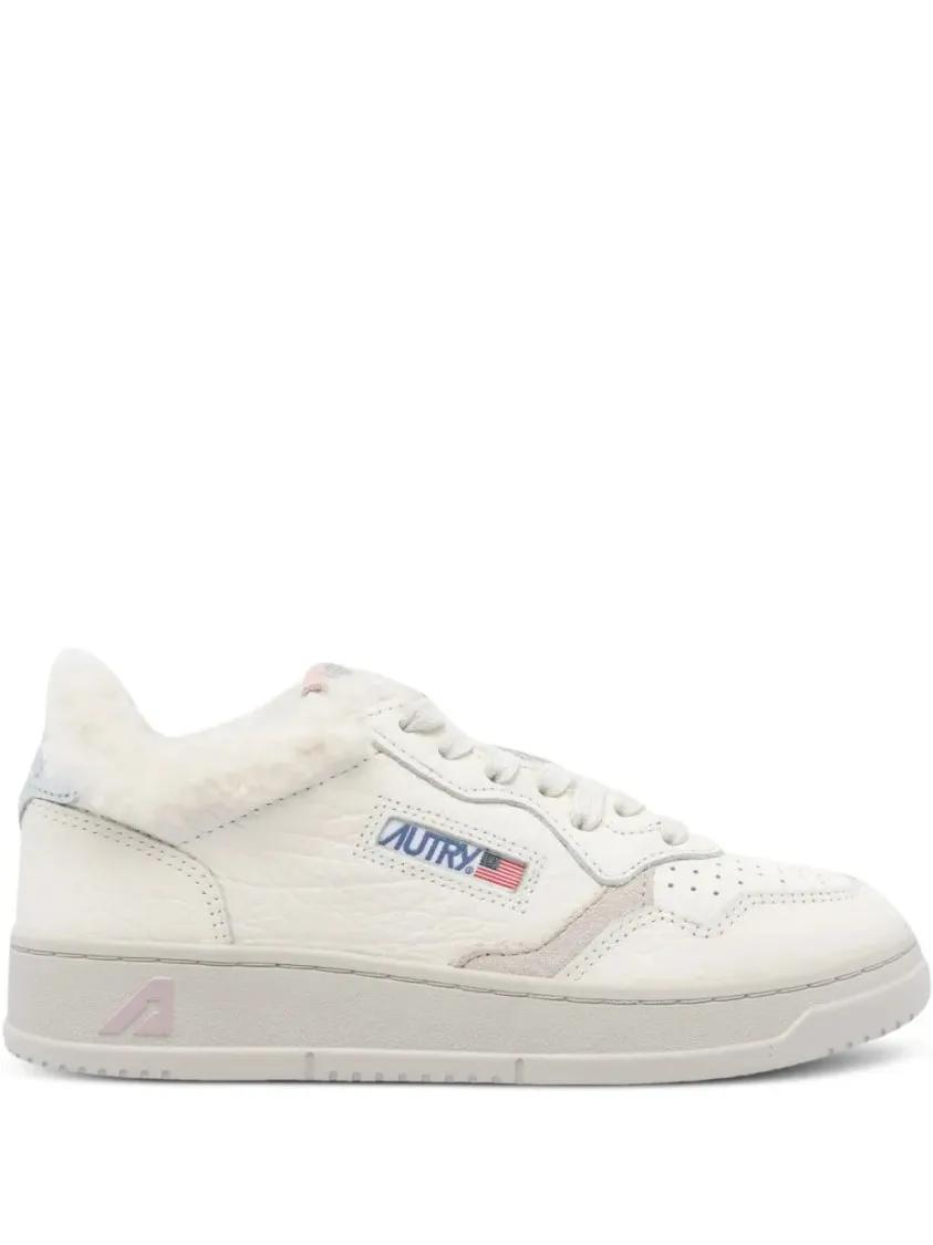 Autry Low-Top Sneakers - Faux-Fur Medalist Sneakers in wit