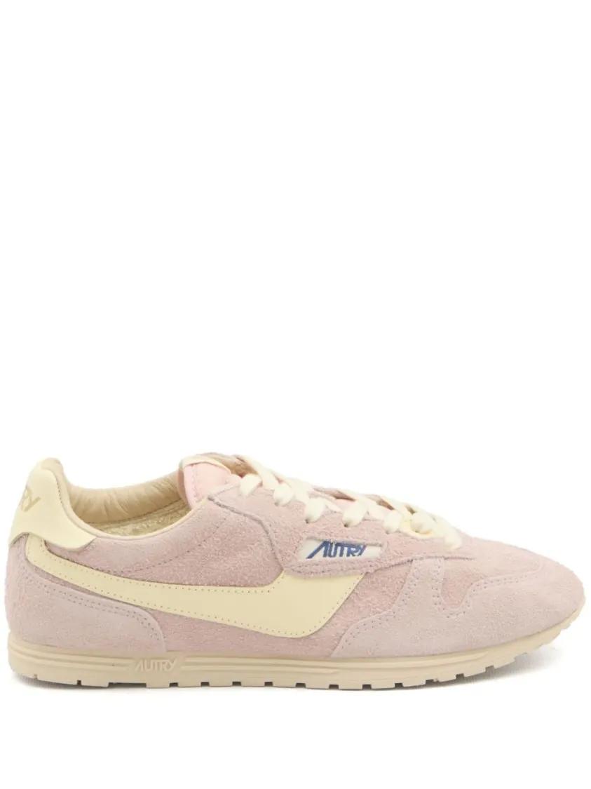 Autry Low-Top Sneakers - Low-Profile Vitello And Nylon Sneakers in roze