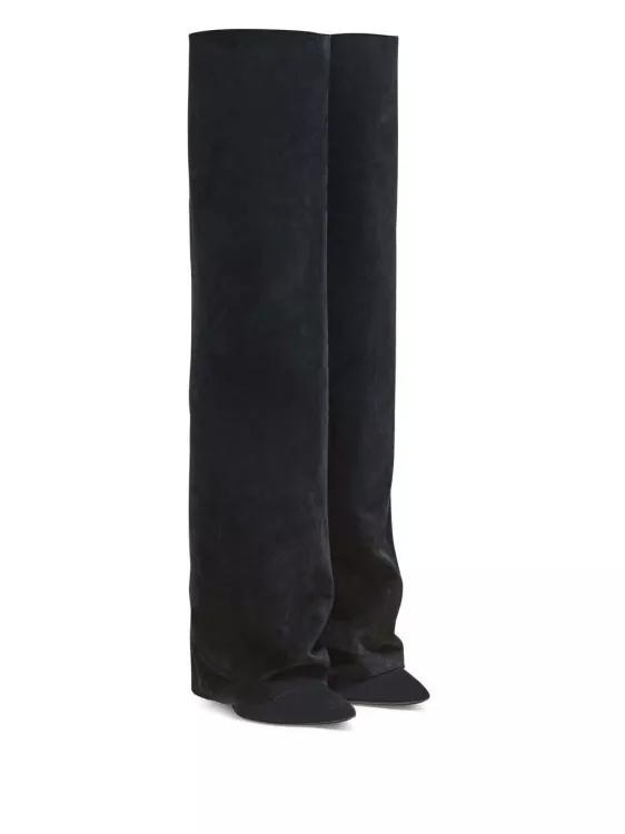 Balmain Boots - Ariel Suede Knee-High Boots in zwart