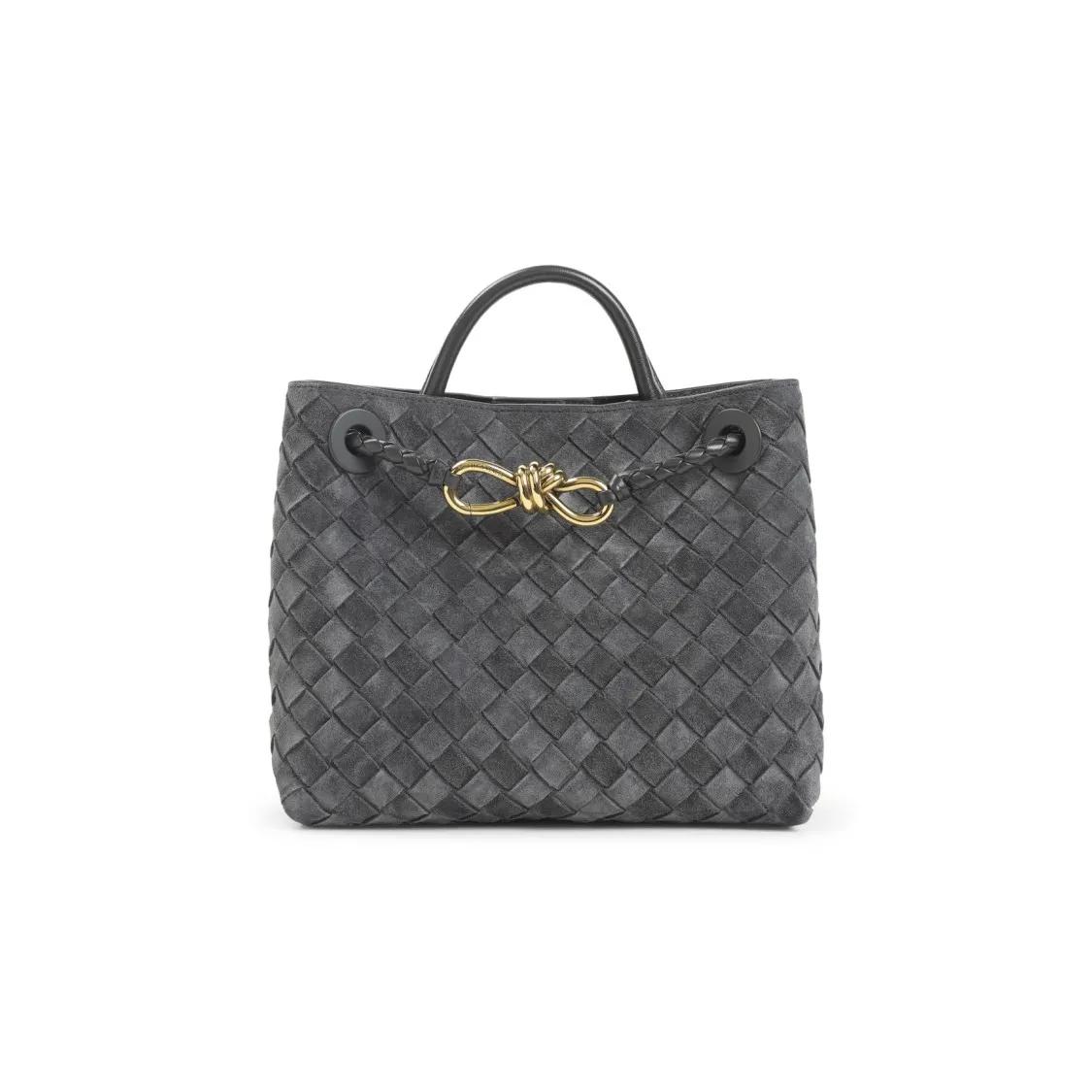 Bottega Veneta Hobo bags - Intrecciato Pattern Grey Suede Andiamo Handbag in grijs