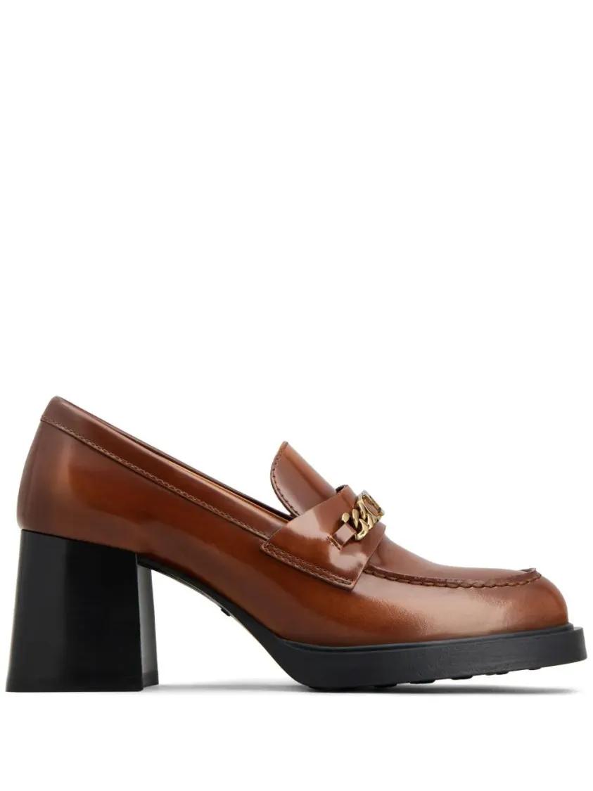 - Brown Cow Leather Loafers in rood