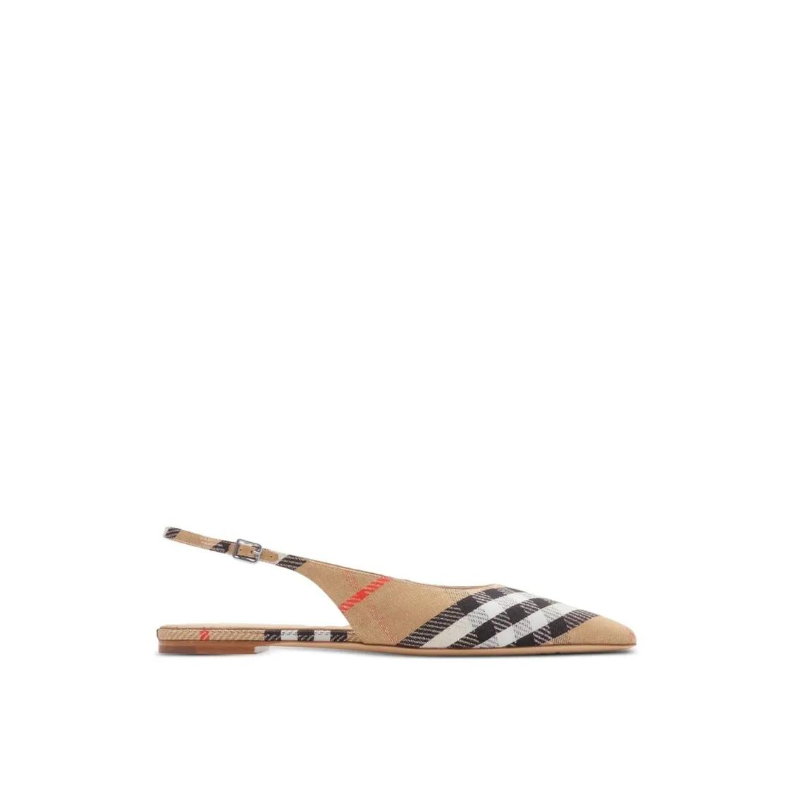 - Check Birdie Slingback Ballerina Flats in beige