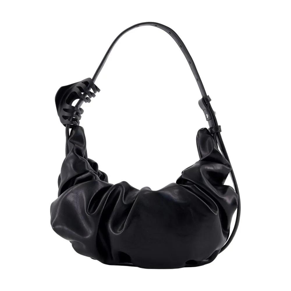 Diesel Hobo bags - Ruched Design Shoulder Bag With Adjustable Strap in zwart