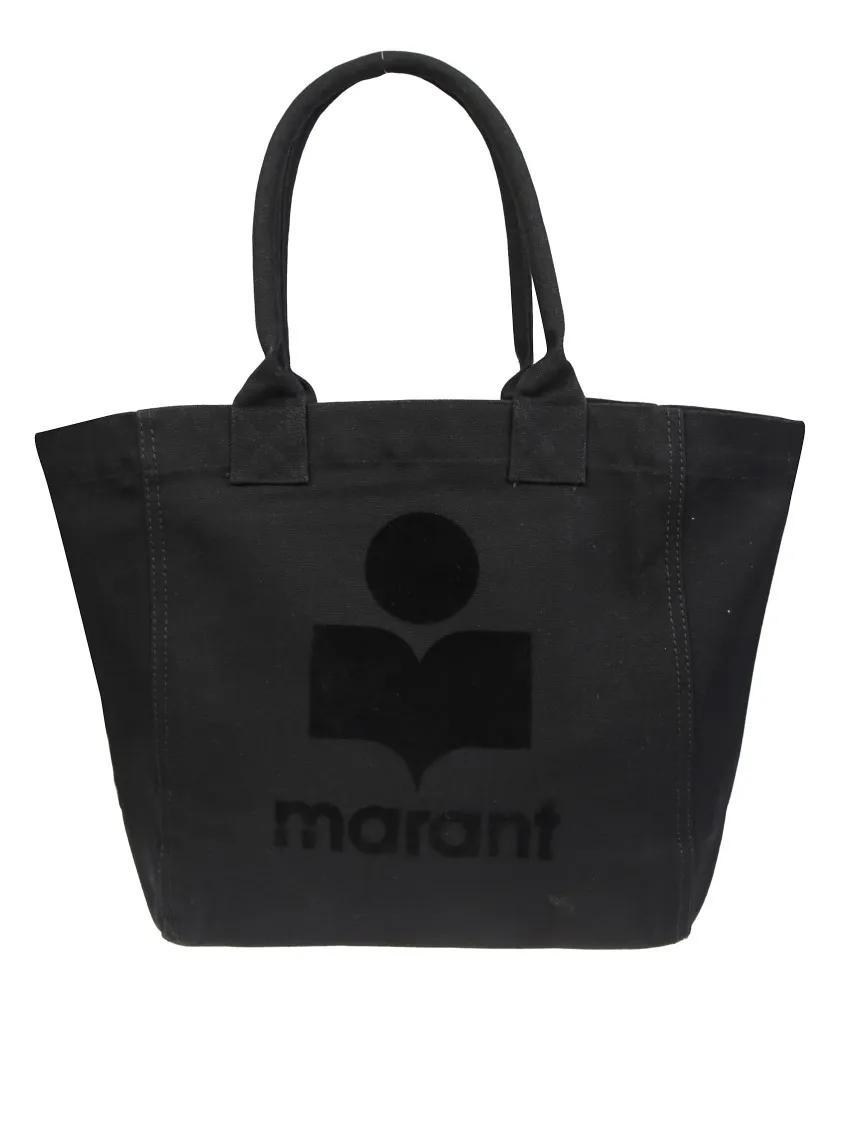 Etoile Isabel Marant Shoppers & Totes - Structured Black Cow Leather Tote With Subtle Logo in zwart
