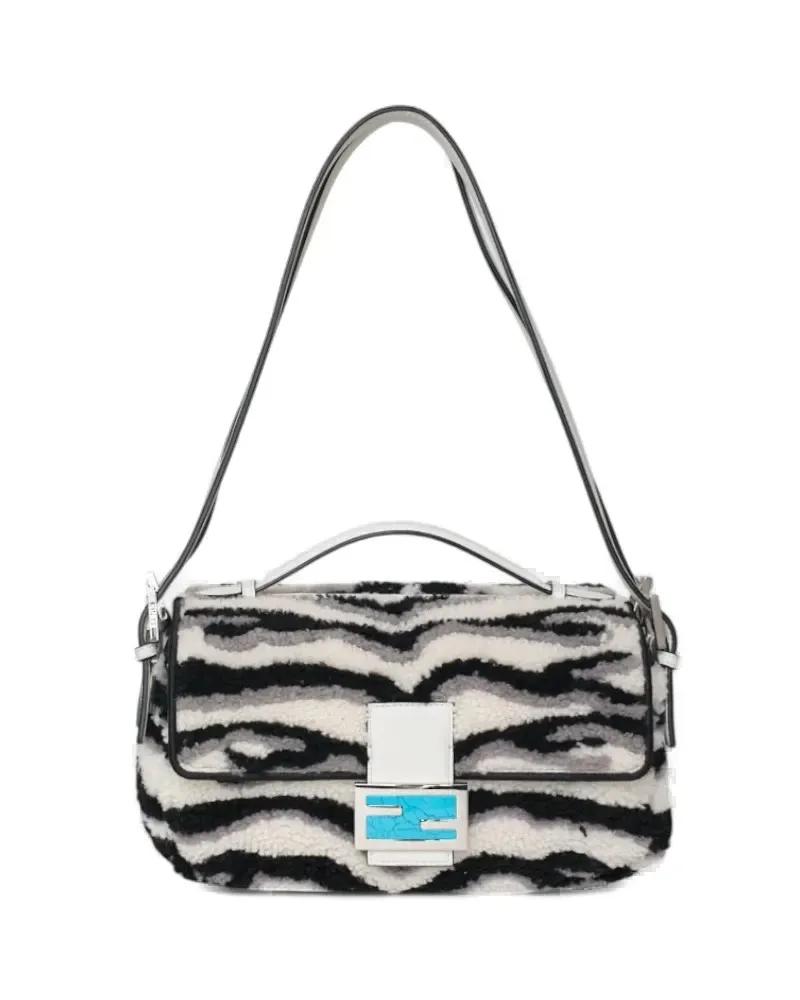 Fendi Hobo bags - Double Sheep Baguette Sapphire White/Black in meerkleurig