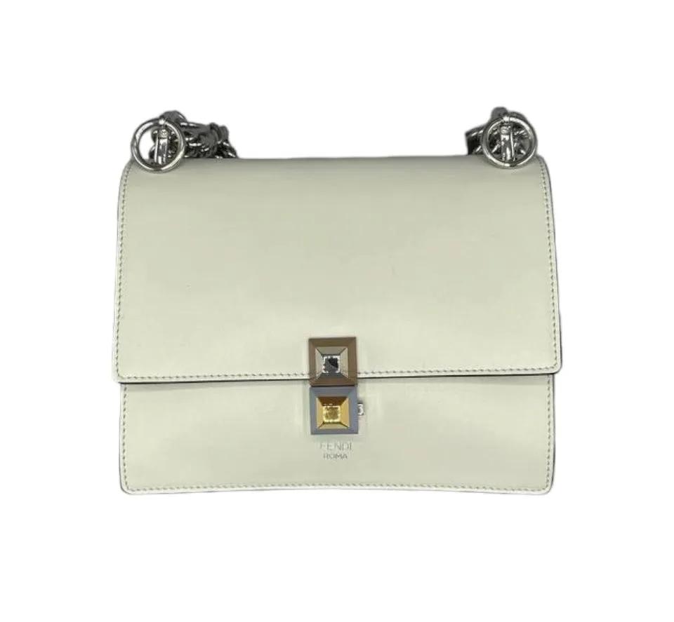 Fendi Hobo bags - Kan White Leather Shoulder Bag in wit