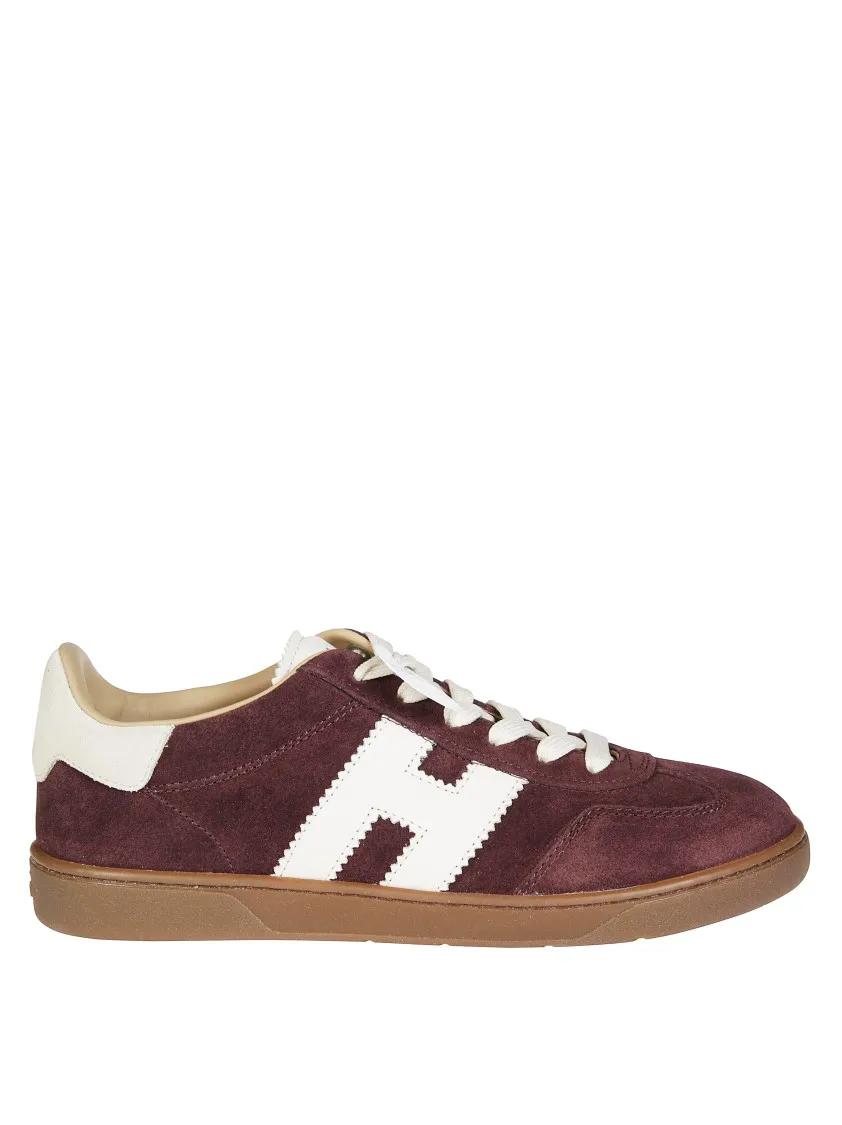 Hogan Low-Top Sneakers - Burgundy Suede Low-Top Sneakers With Contrasting L in rood