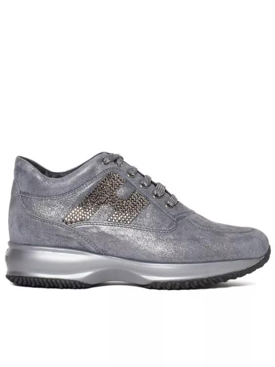 Hogan Low-Top Sneakers - Grey Laminated Suede Interactive Sneakers in grijs
