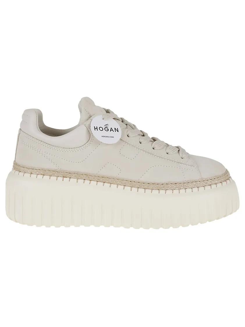 Hogan Low-Top Sneakers - H-Stripes Nappa Leather Sneakers in beige
