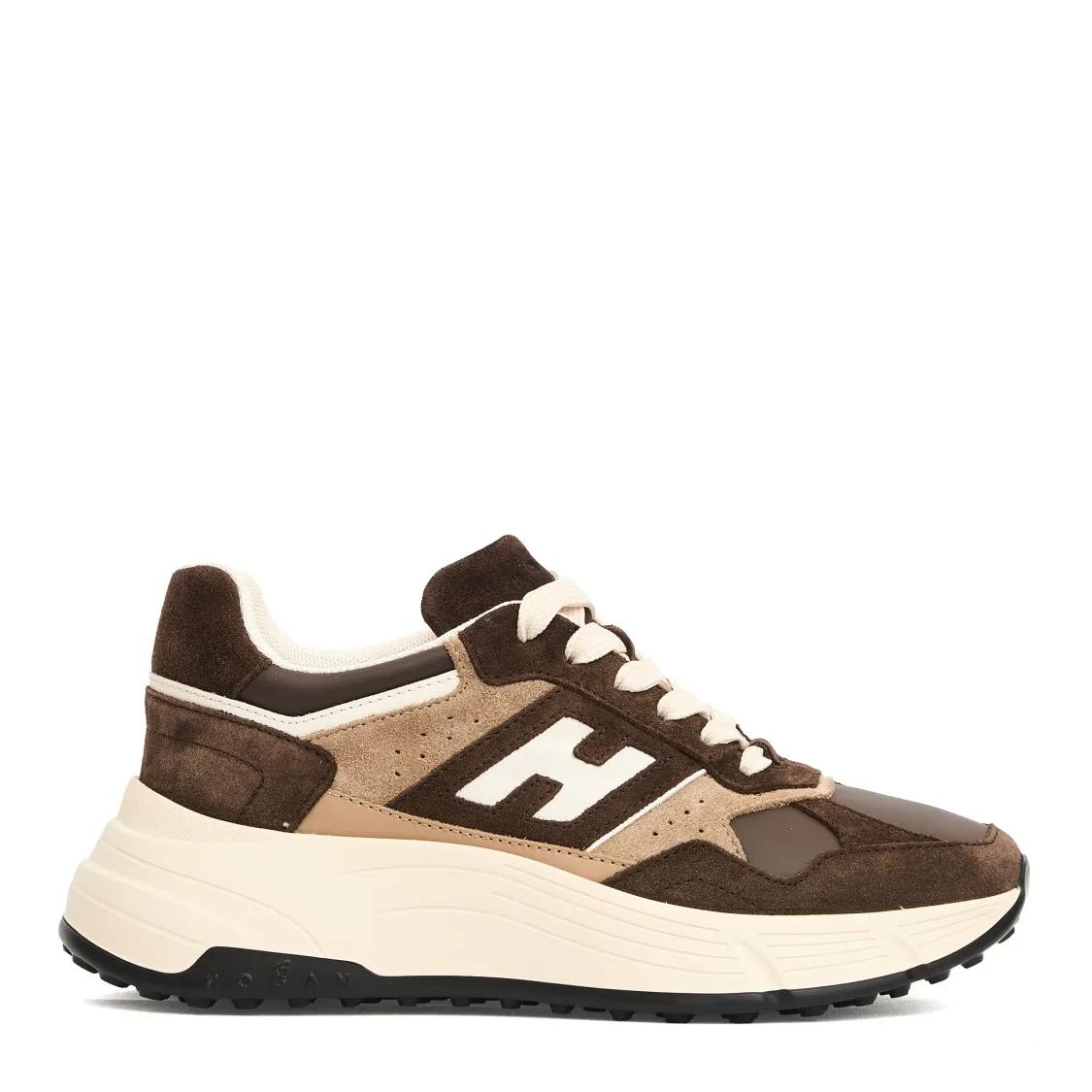 Hogan Low-Top Sneakers - H669 Hi Fi Brown Suede Running Sneakers in bruin