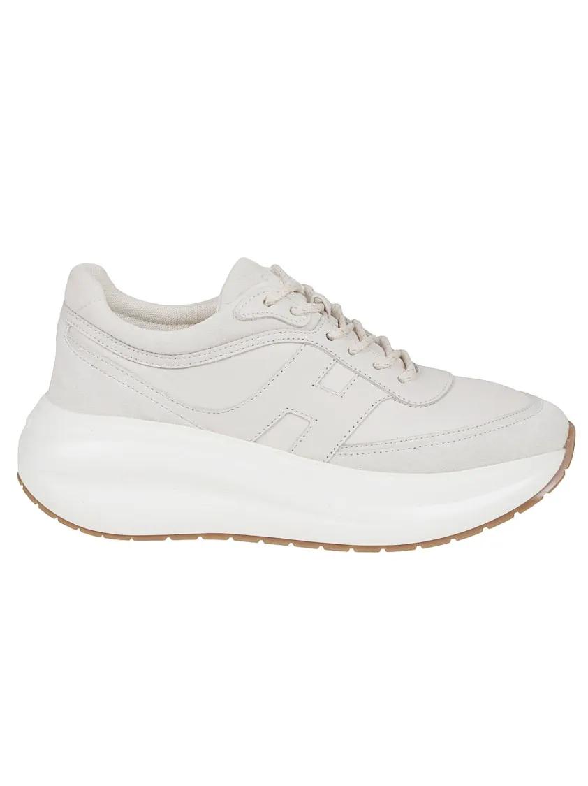 Hogan Low-Top Sneakers - H696 Lace-Up Sneakers With Nappa Leather And Suede in wit
