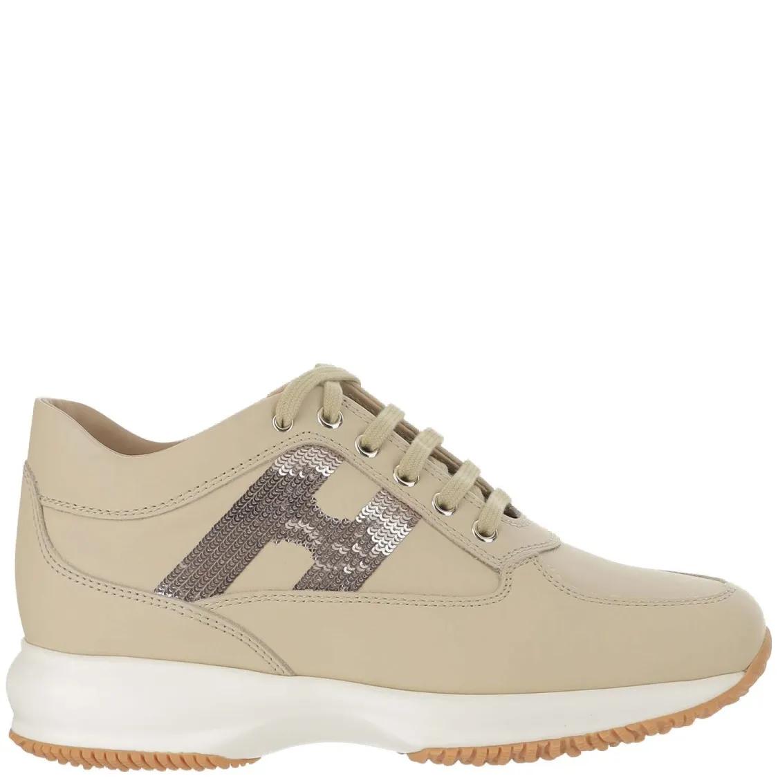 Hogan Low-Top Sneakers - Interactive Leather Sneakers in beige