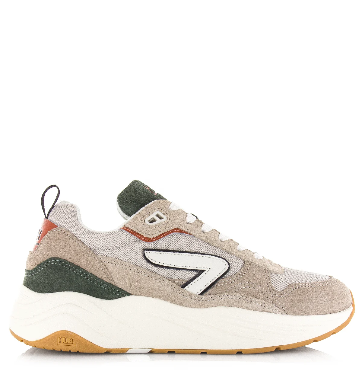 Hub Glide light bone/off white/dark rust lage sneakers heren