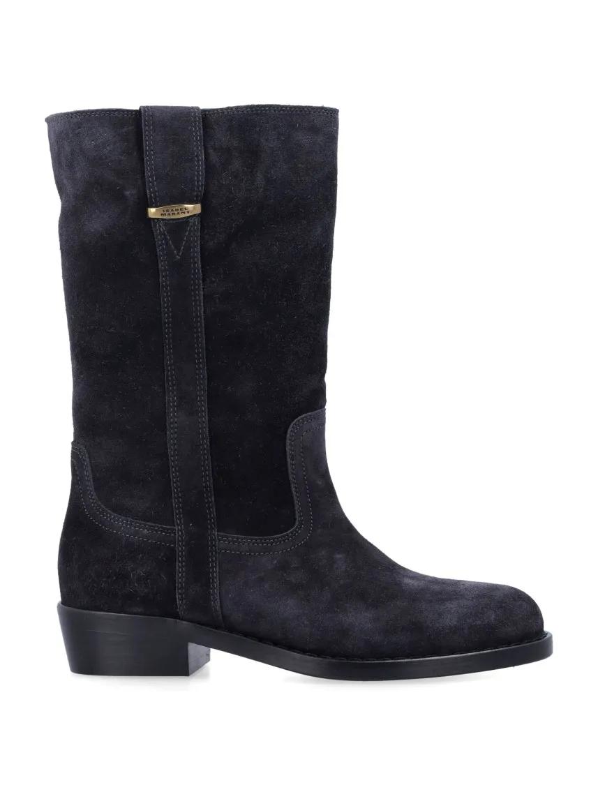 Isabel Marant Boots - Suede Knee-High Heikee Boots in zwart
