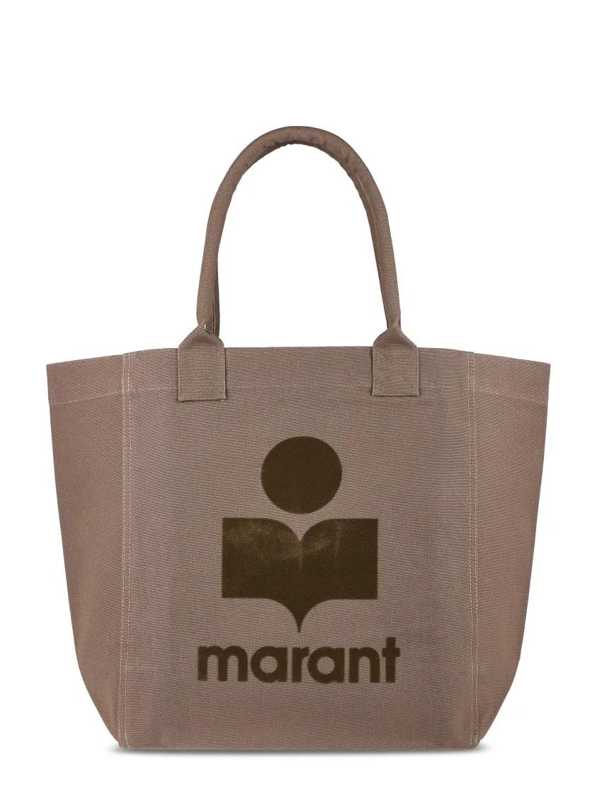 Isabel Marant Shoppers & Totes - Cotton Tote Bag With Prominent Logo in bruin