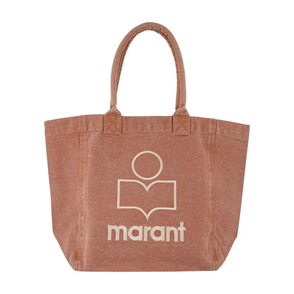 Isabel Marant Shoppers & Totes - Spacious Cotton Shopper Bag With Contrasting Logo in bruin