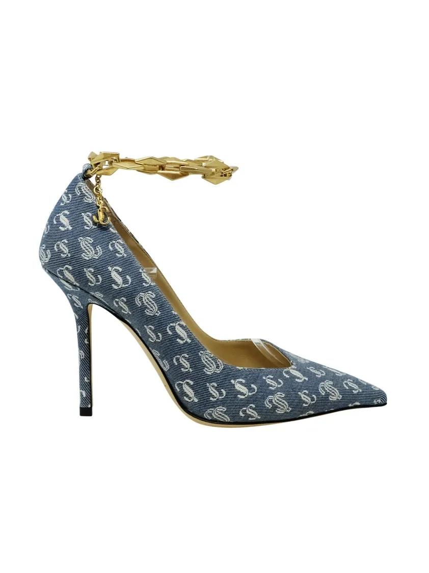 Jimmy Choo Hoge hakken - Denim Fabric Diamond Talura Pumps in blauw