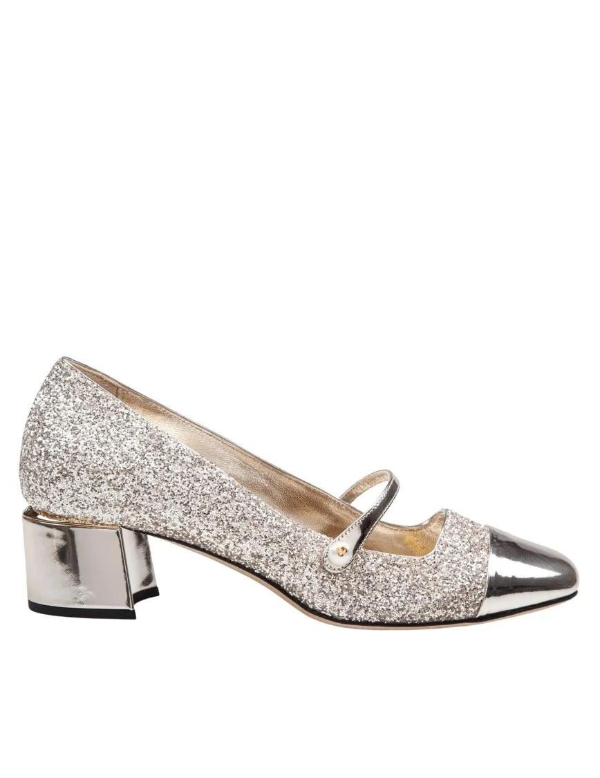 Jimmy Choo Hoge hakken - Gold/Sand Glitter/Laminated Leather Pumps in goud