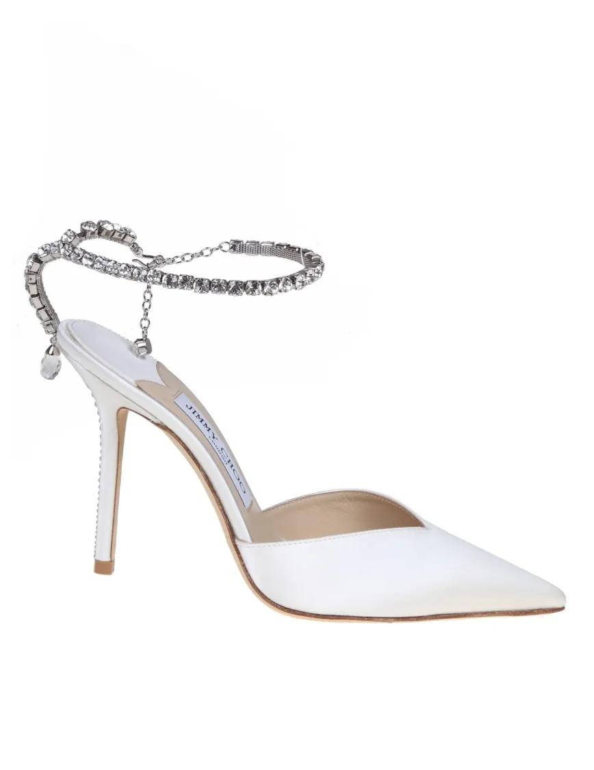 Jimmy Choo Hoge hakken - Slingback Saeda 100 In Satin in wit