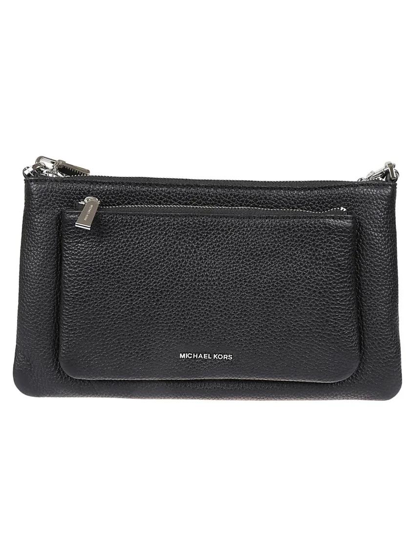 Michael Kors Clutches - Hammered Black Leather Clutch in zwart