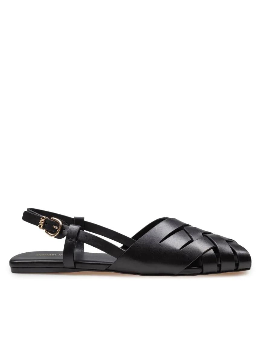 Michael Kors Sandalen - Irene Flat Sandal In Woven Leather Color Black in zwart