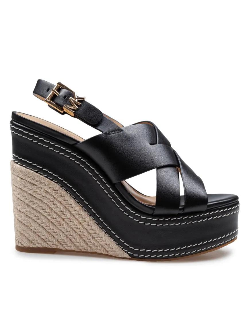Michael Kors Sandalen - Nora Wedge Sandal In Black Leather in zwart
