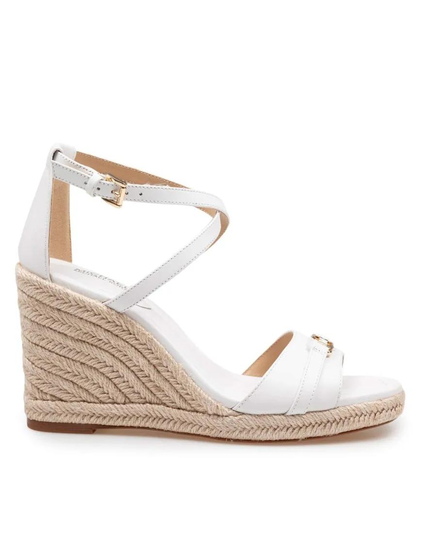 Michael Kors Sandalen - White Leather Mandy Wedge Sandal in wit